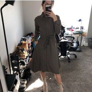 All Saints Riva Olive Green Trench Coat Dress size 6 Medium